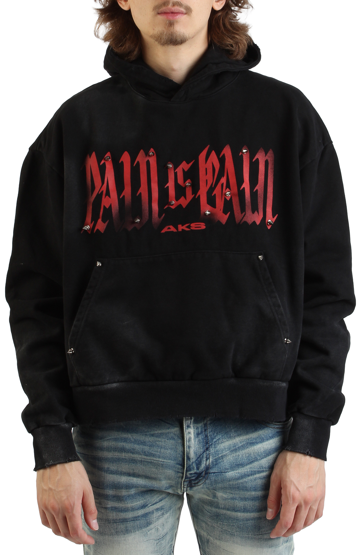 AKS Pain is Gain Studded Hoodie EP24JK_02 - Shiekh