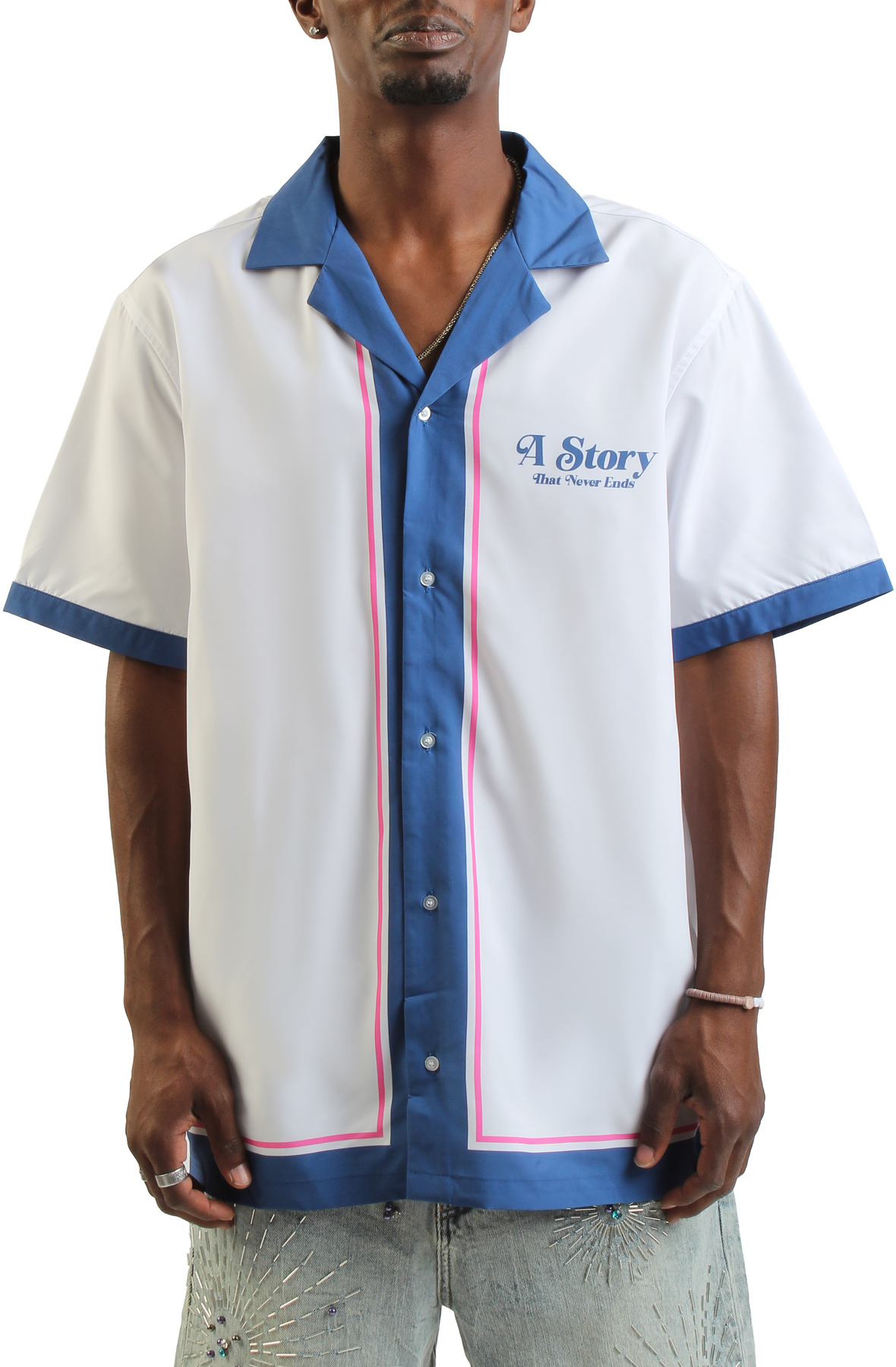 Men Neverende Woven Button-Up Shirt Blue Shirts M Blue