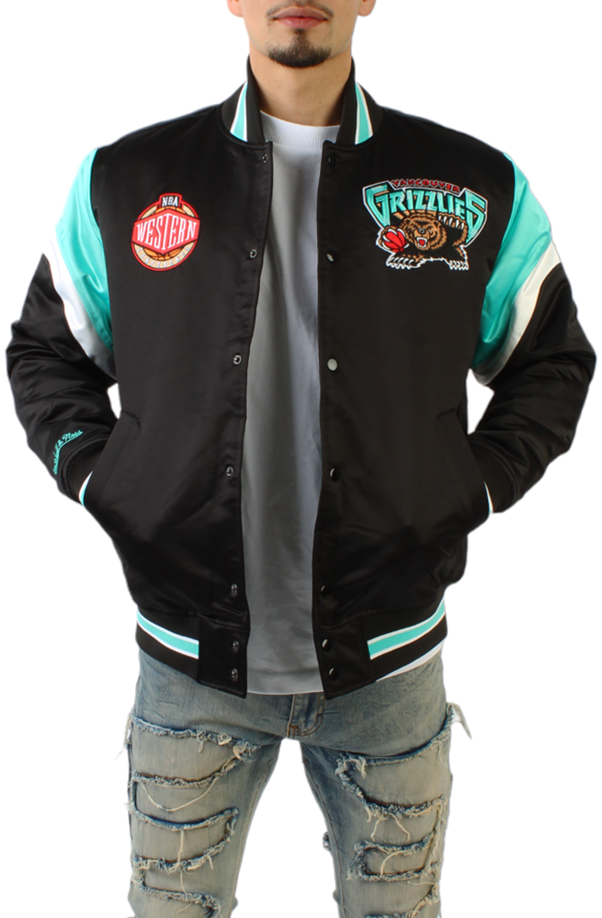 VANCOUVER GRIZZLIES SATIN JACKET OJBF5516-VGRYYPPPBLCK