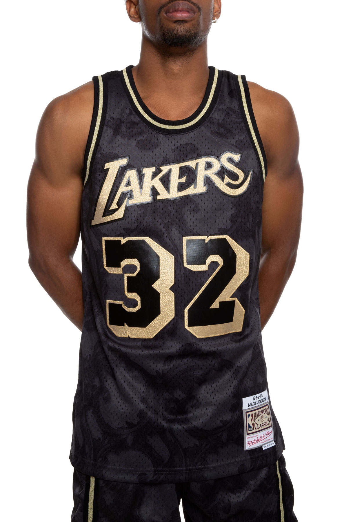 Magic Johnson Los Angeles Lakers Mitchell & Ness Straight Fire Camo  Swingman Jersey - Black