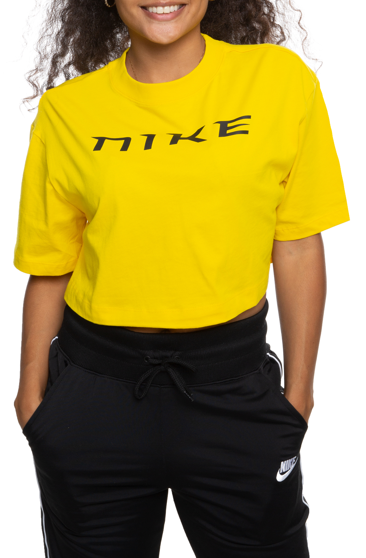 nike crop top yellow