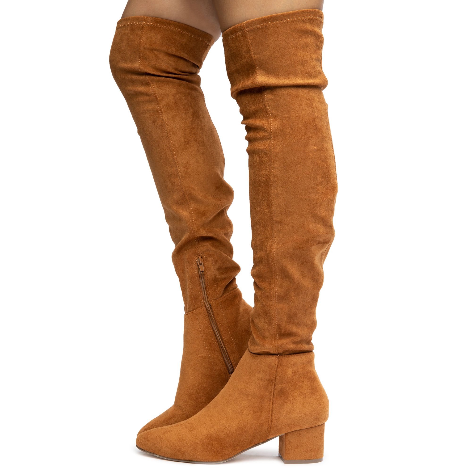 tan over the knee boots