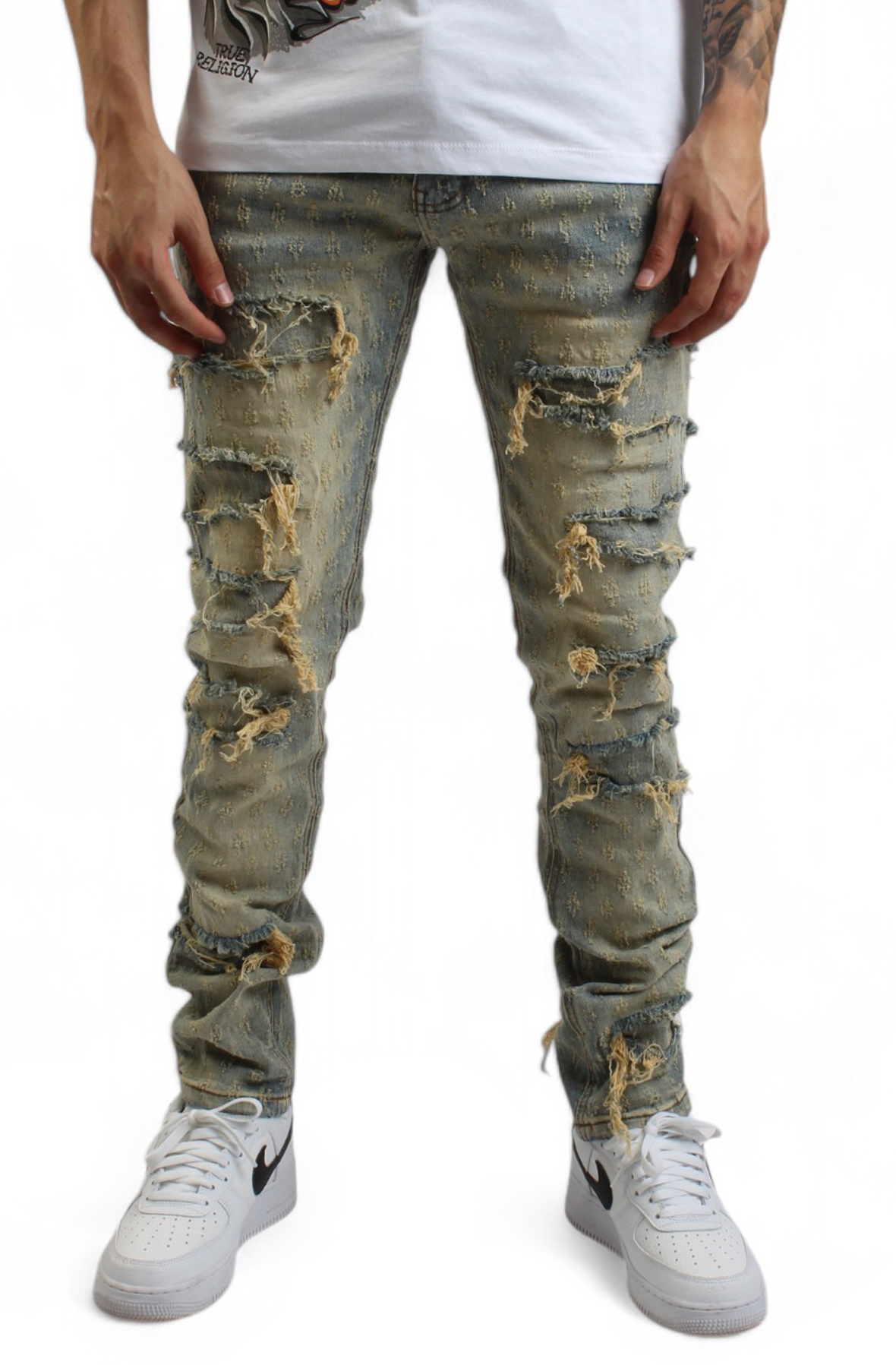 【BAON】Onick Stitch Denim Pants STITCH & PATCH JEANS – MIO