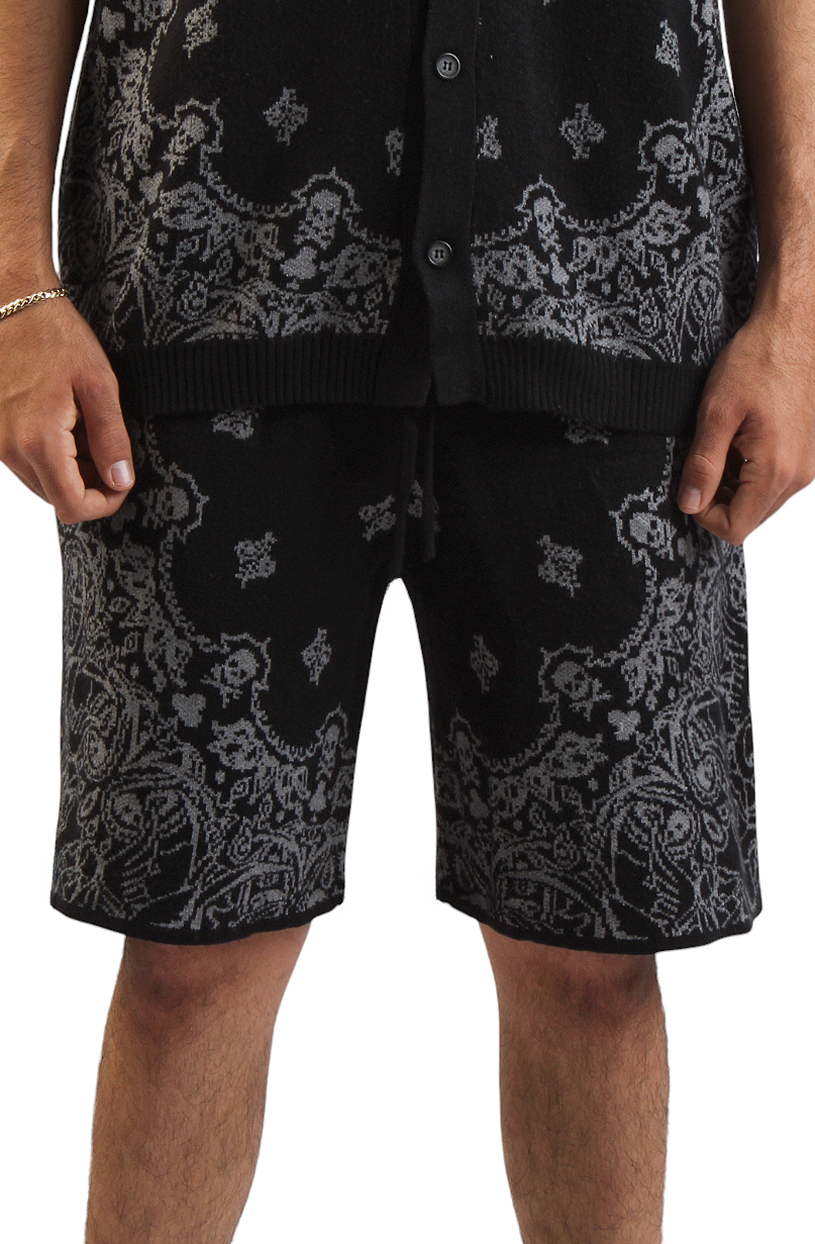 FBRK Paisley Knit Shorts 351-923SKBLK - Shiekh