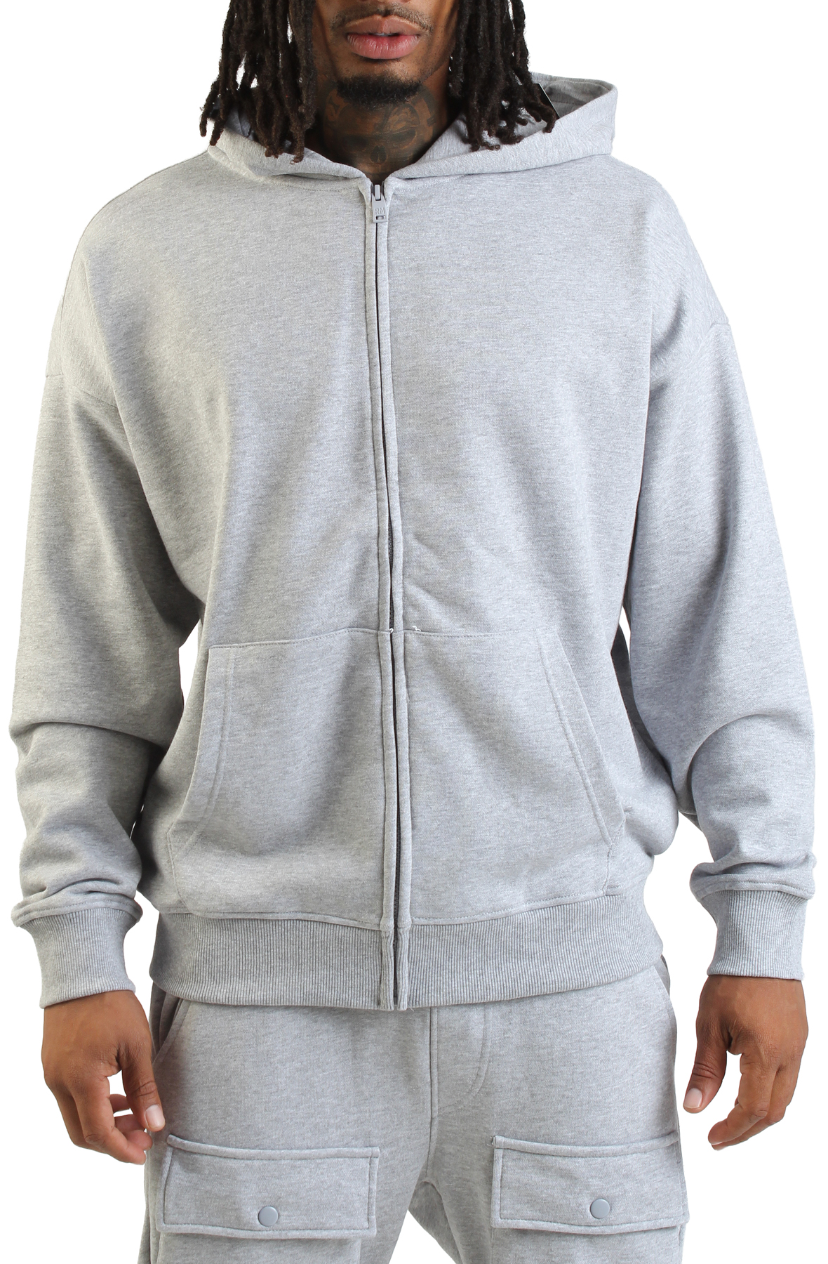 REBEL MINDS Cropped FZ Hoodie 952-311HGREY - Shiekh