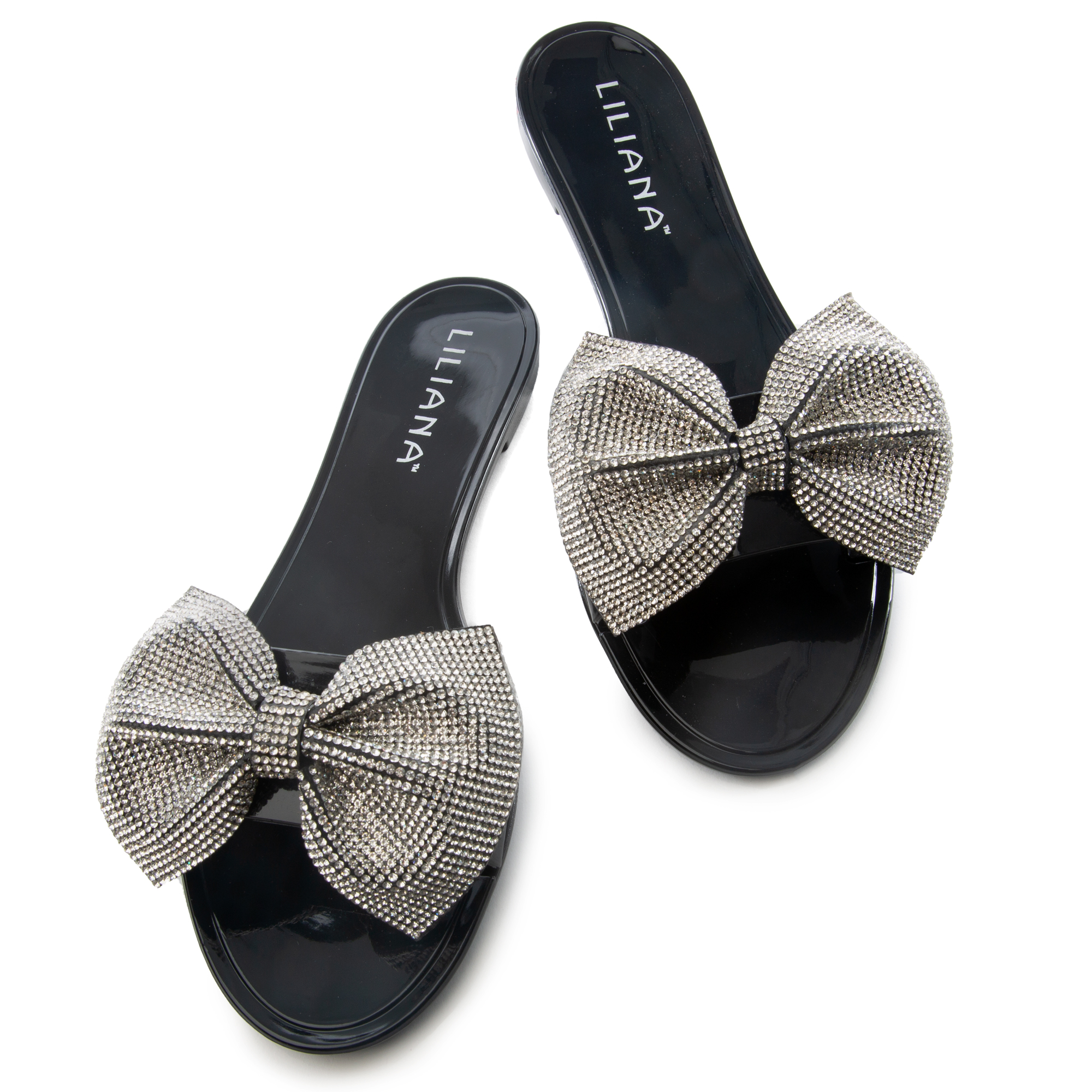 Liliana Jelli-42 Flat Gold Rhinestone Jelly Big Bow Designer Sandals – Luxe  Moda