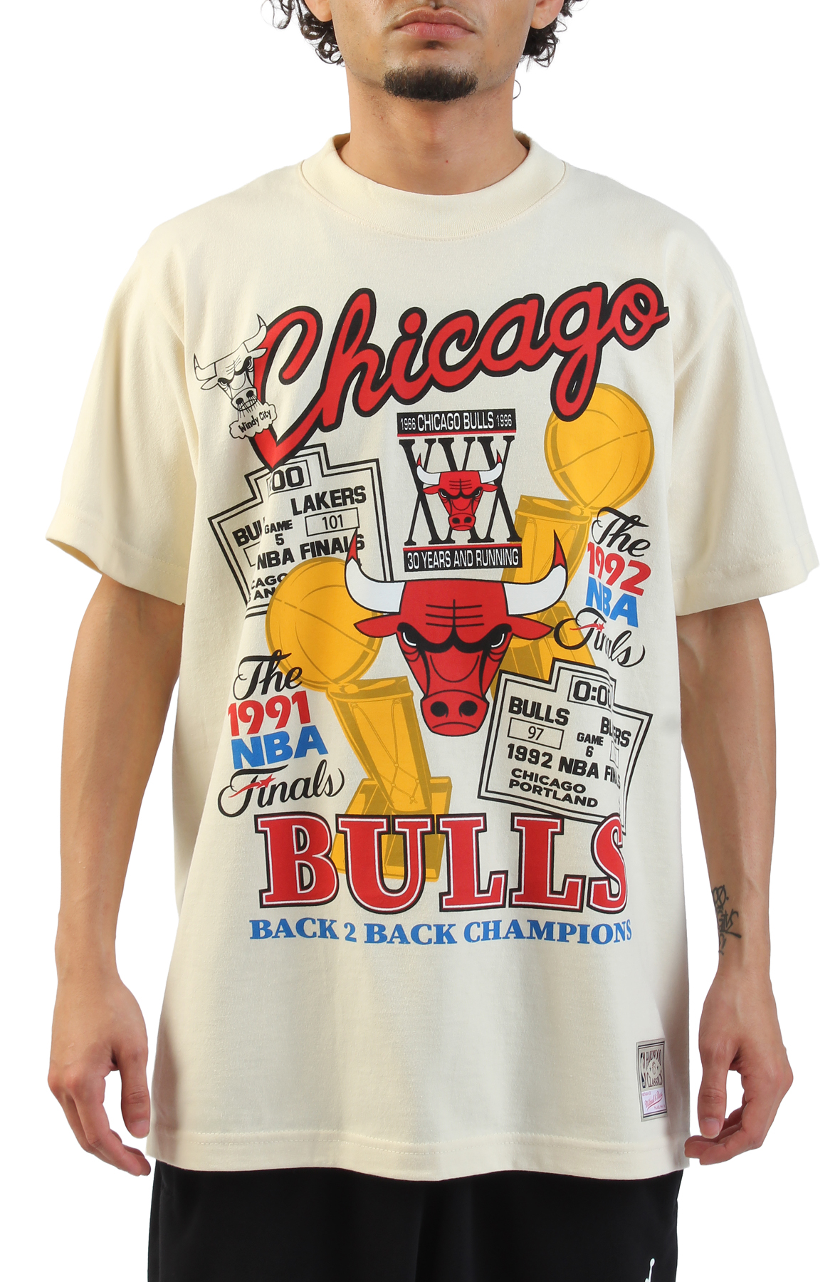 Men NBA Chicago Bulls Champions T-Shirt Cream T-shirts 2XL Cream