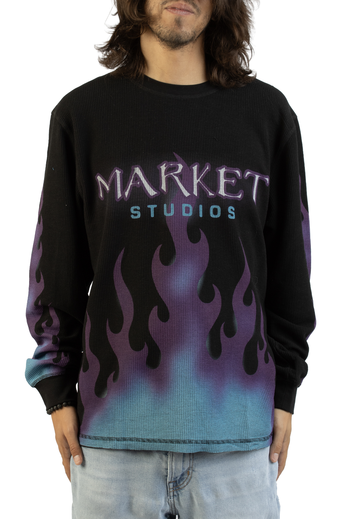 MARKET Through The Flames Thermal Shirt MKT26FW-KT0976BLK - Shiekh
