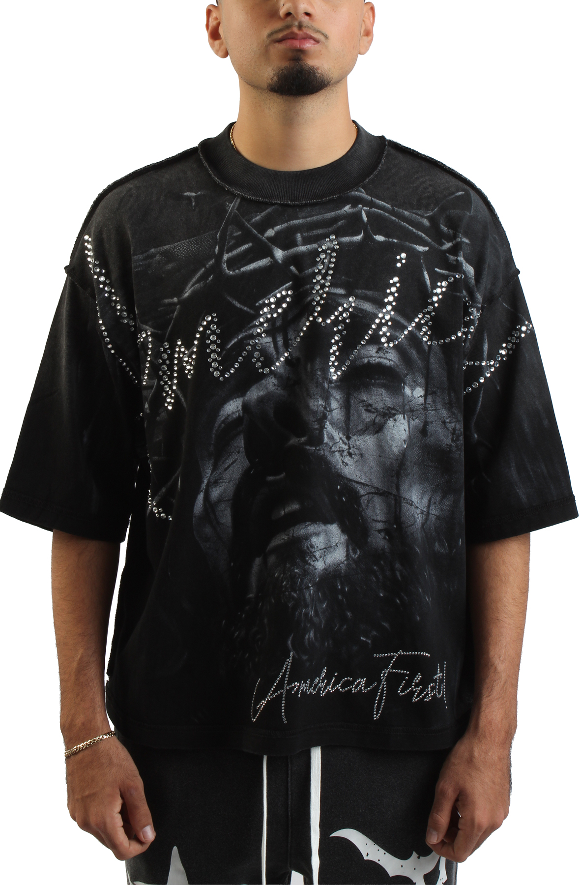 RARE PEACE Who Decides Crop T-Shirt RT5005-BLK - Shiekh