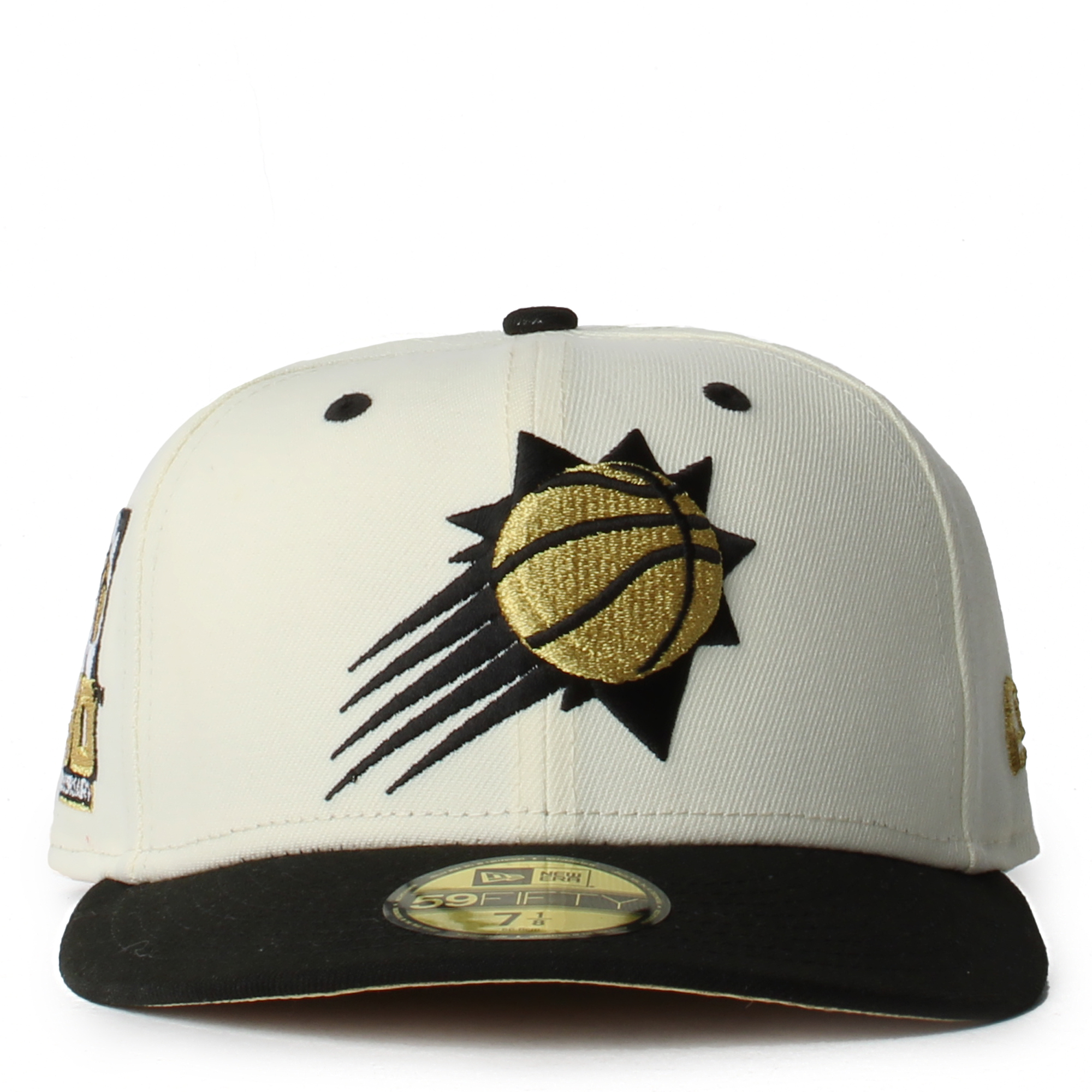 Women Phoenix Suns Chrome Fitted Hat Chrome/Gold Hat 7 Black Pu