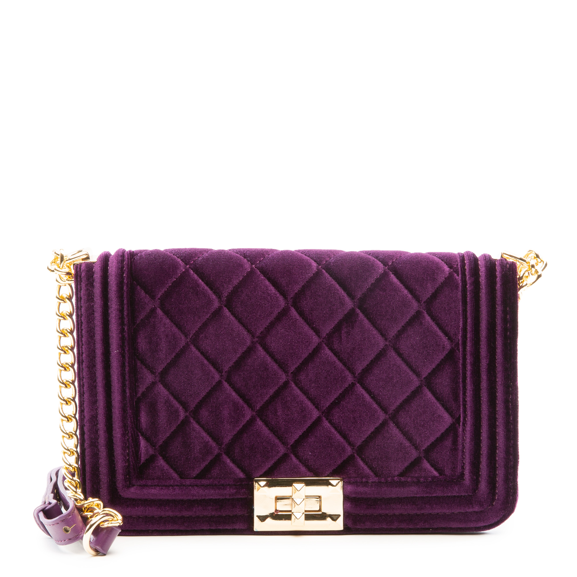 Women Quilted Velvet Crossbody Bag Purple Bags OS Purple