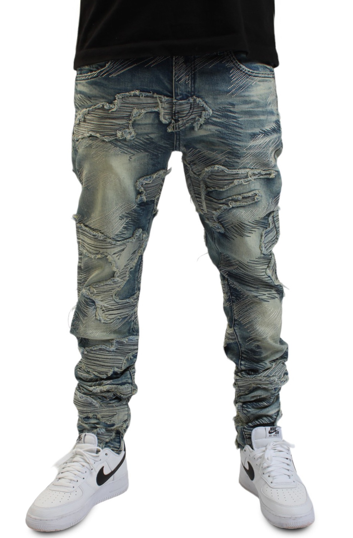 【NICK&NICOLE】DESTROYED STITCH DENIM PANTS Destroyed Straight Jeans -online exclusive