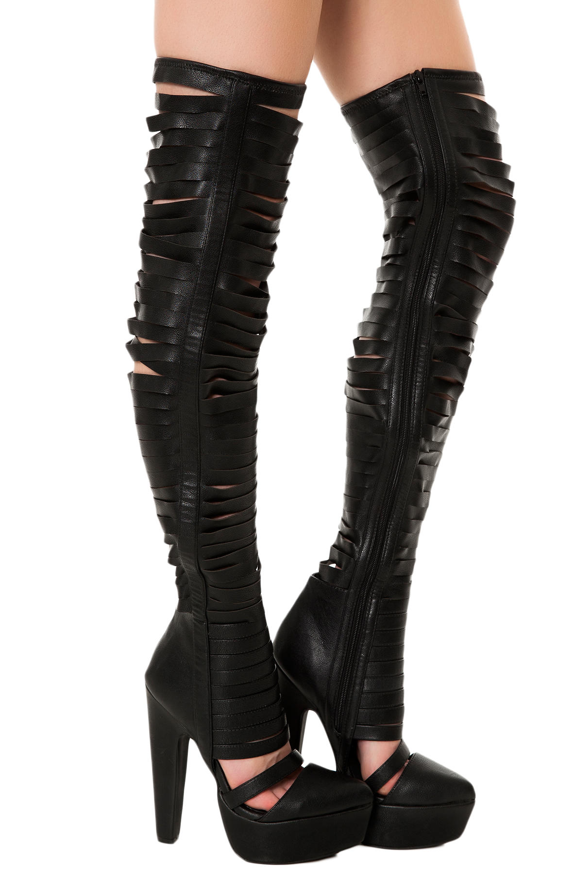 JEFFREY CAMPBELL The Gashed Boot in GASHED-BLK - Shiekh