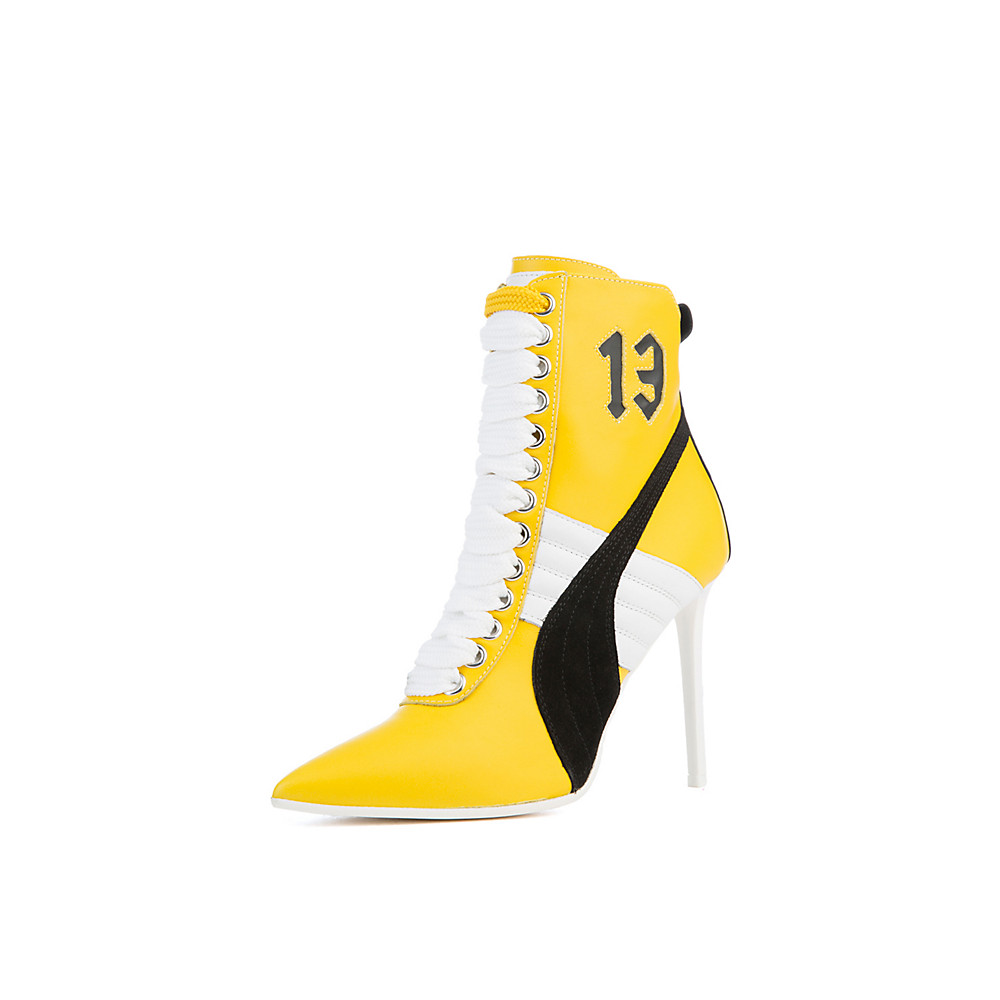 Women S Rihanna High Heel Leather Ankle Boot Shiekh Shoes