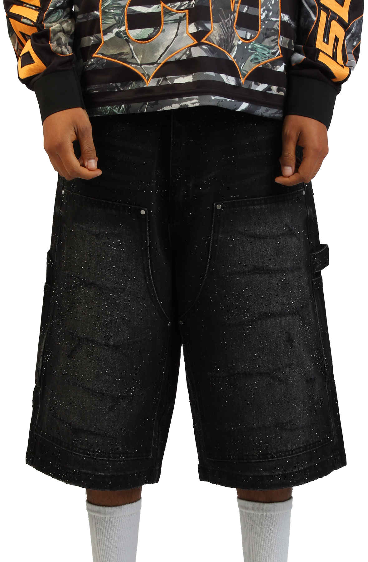 【BELVET】Star logo rigid Denim Jorts 黒色 SHORTS – BELVET