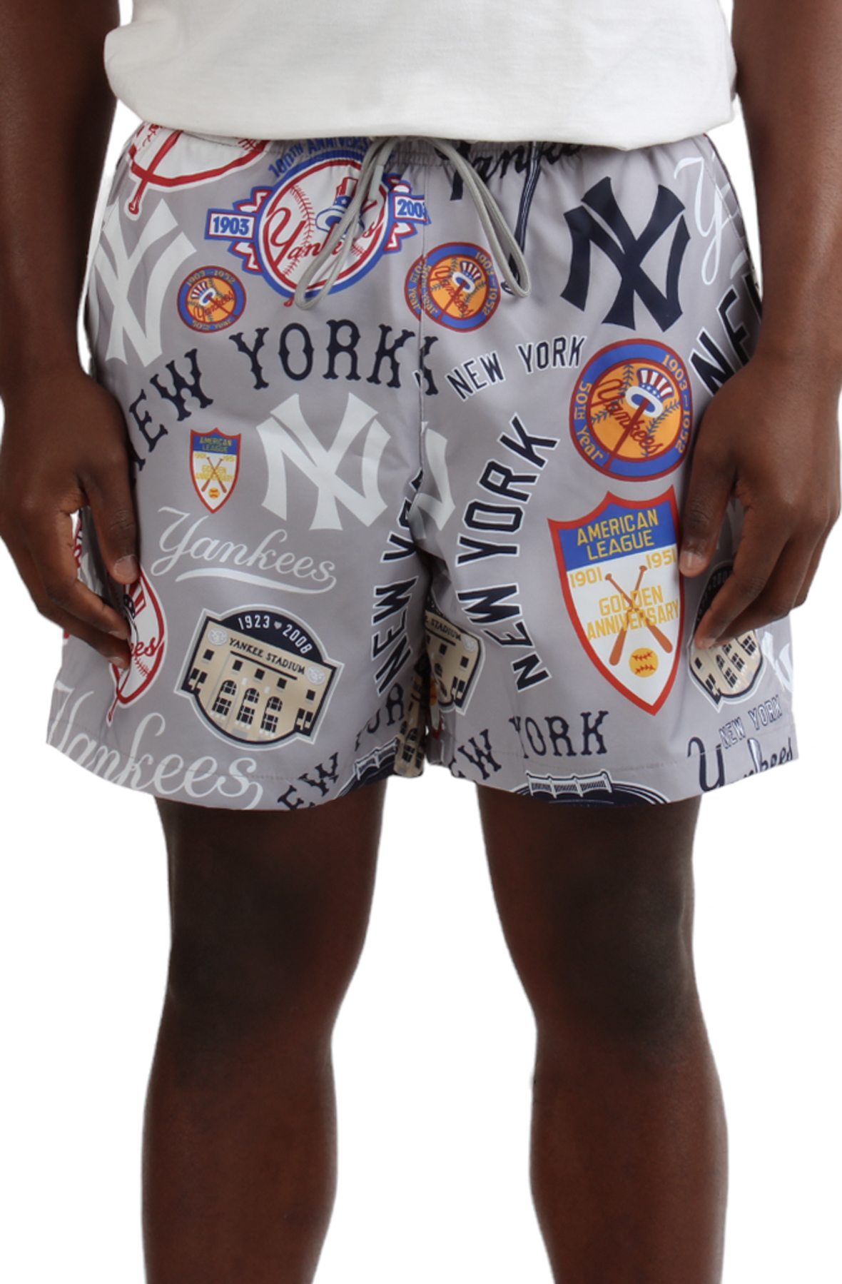 New York Yankees Gradient Big Logo Training Shorts - Navy/Gray