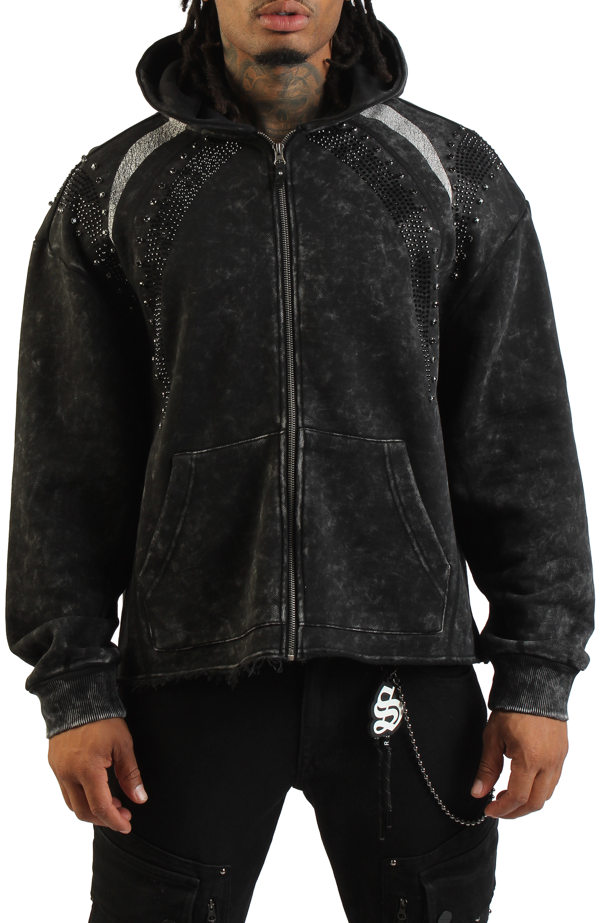 TJBB フーディー SMOKE RISE Rhinestone Zip Hoodie FO26S449SK-BLK - Shiekh
