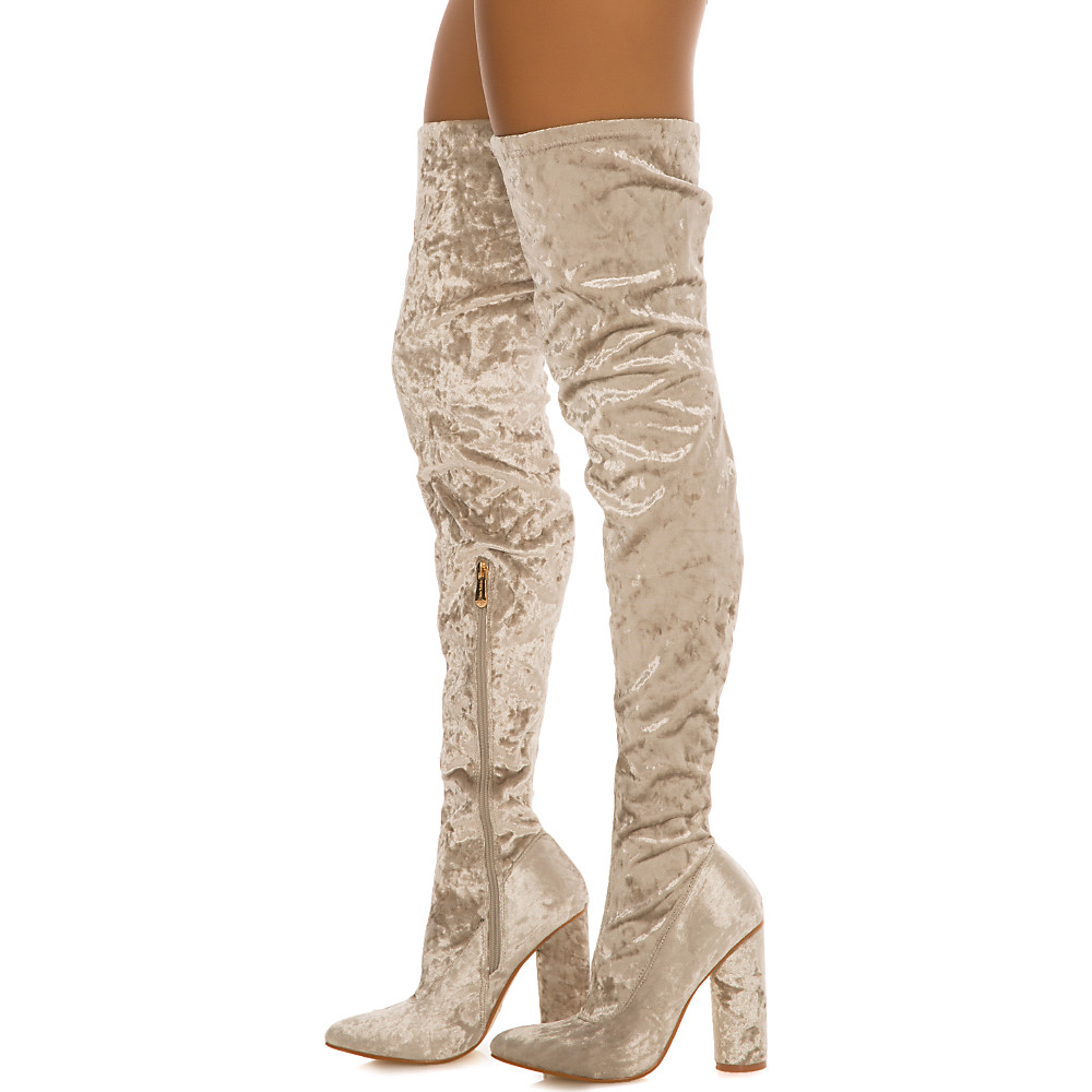 gray thigh high boots