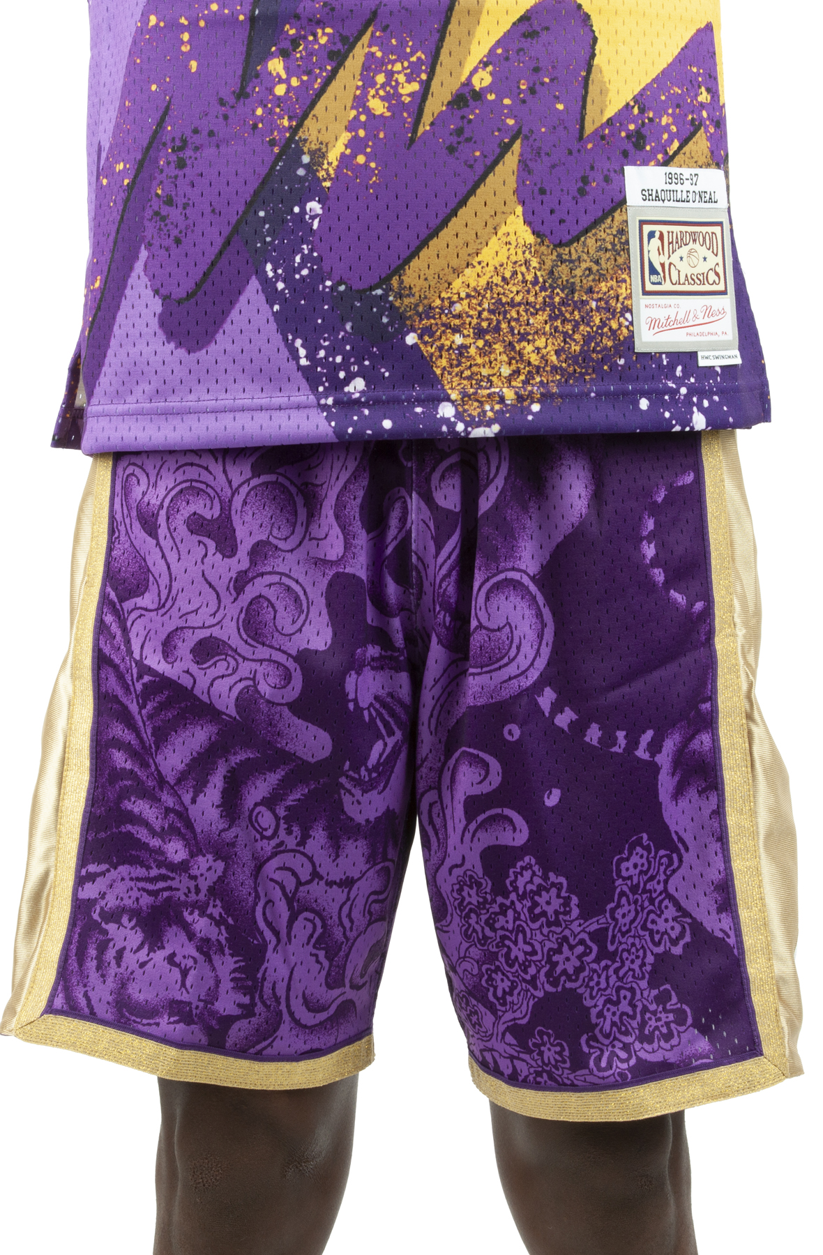 NBA Mitchell Ness Los Angeles Lakers Flames Swingman Adult Basketball Shorts  - Sinbad Sports Store