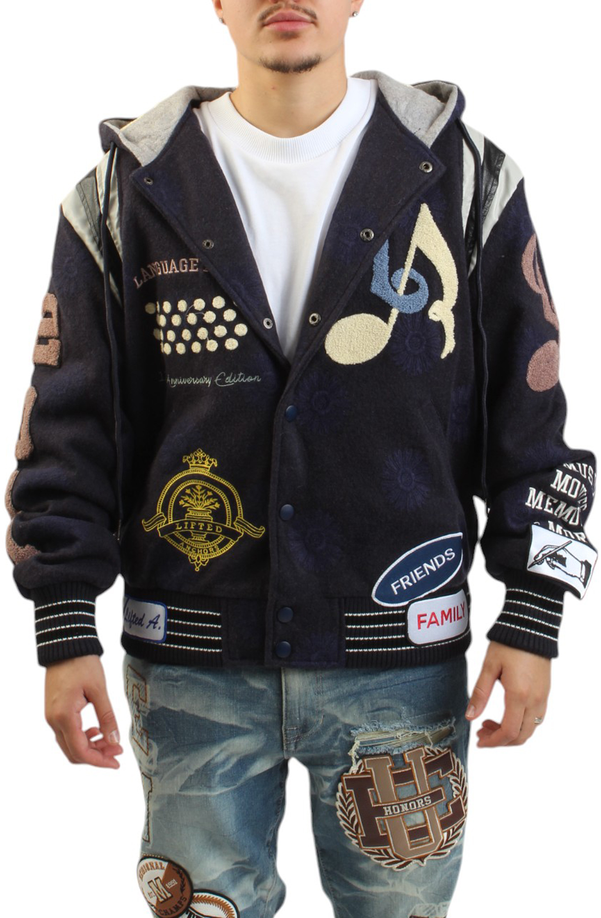 Men Orwell Letterman Jacket Black/Grey Jackets 2XL Black/Grey