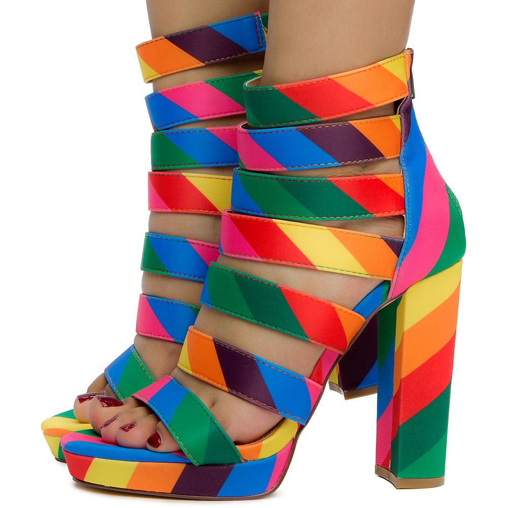 high heel rainbow shoes