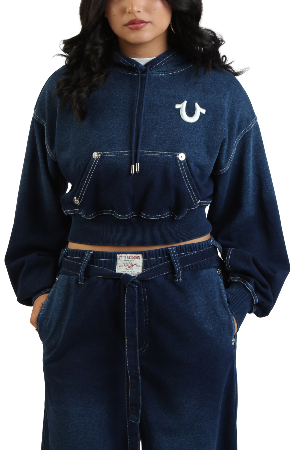 TRUE RELIGION Big T Buddha Crop Zip-Up Hoodie 210193C - Shiekh