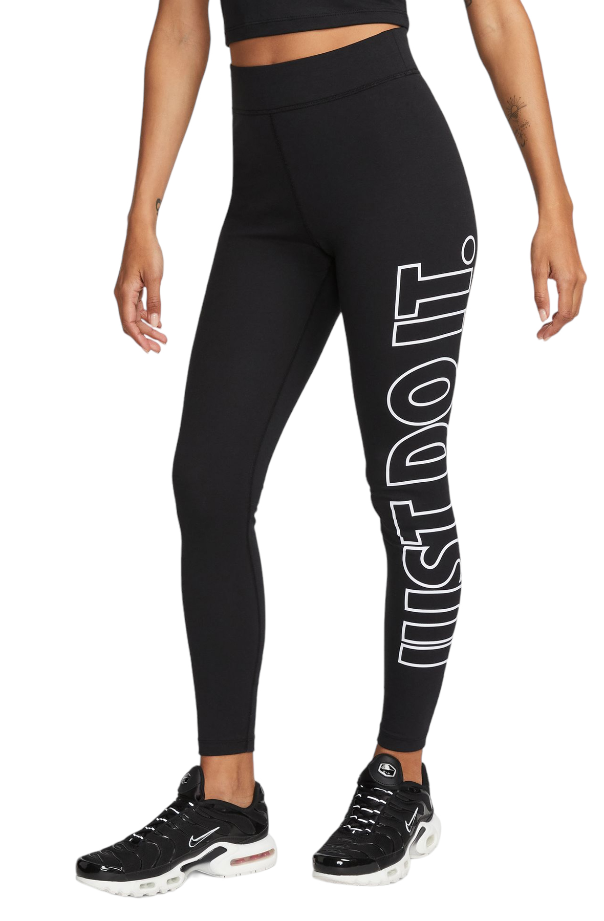 Nike Women's Sportswear Essential Mid-Rise Swoosh Leggings- Black/White •  Price »