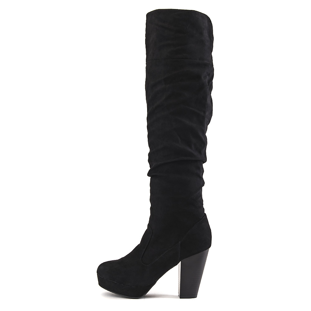 womens black knee high heel boots