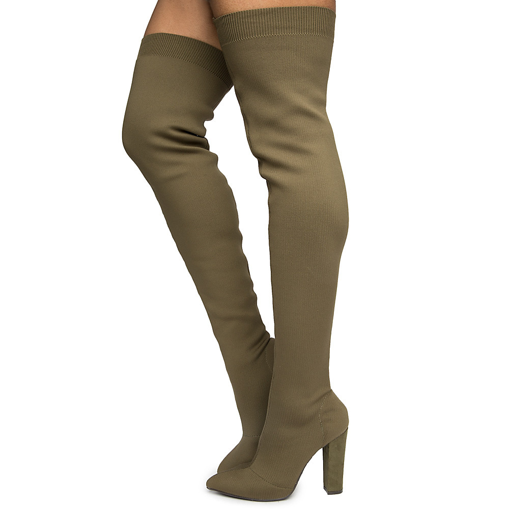 Bamboo Madam 35M Thigh High Boots Olive