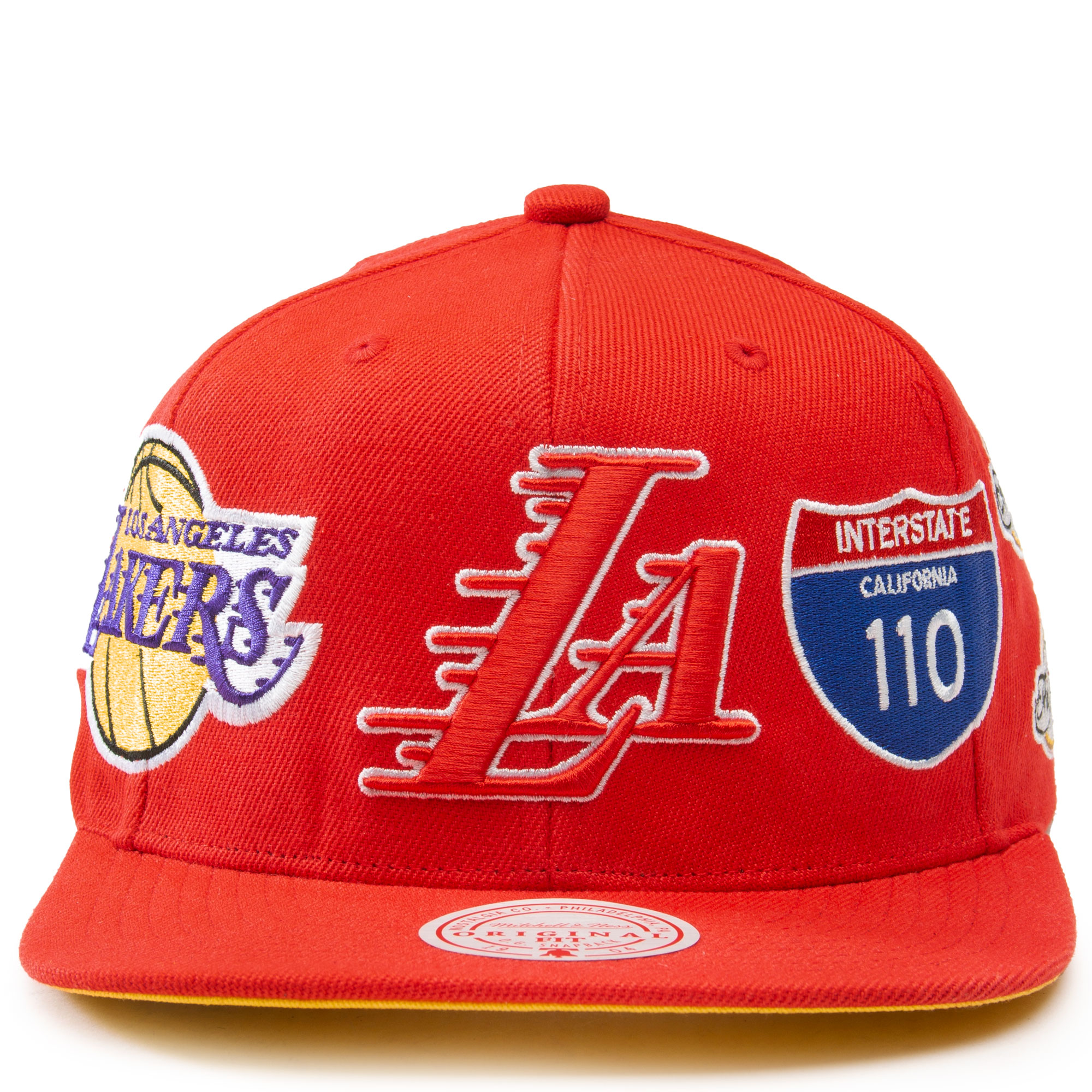 Los Angeles Lakers Mitchell & Ness x Lids Hardwood Classics Reverse Grinch  Team Snapback Hat - Red