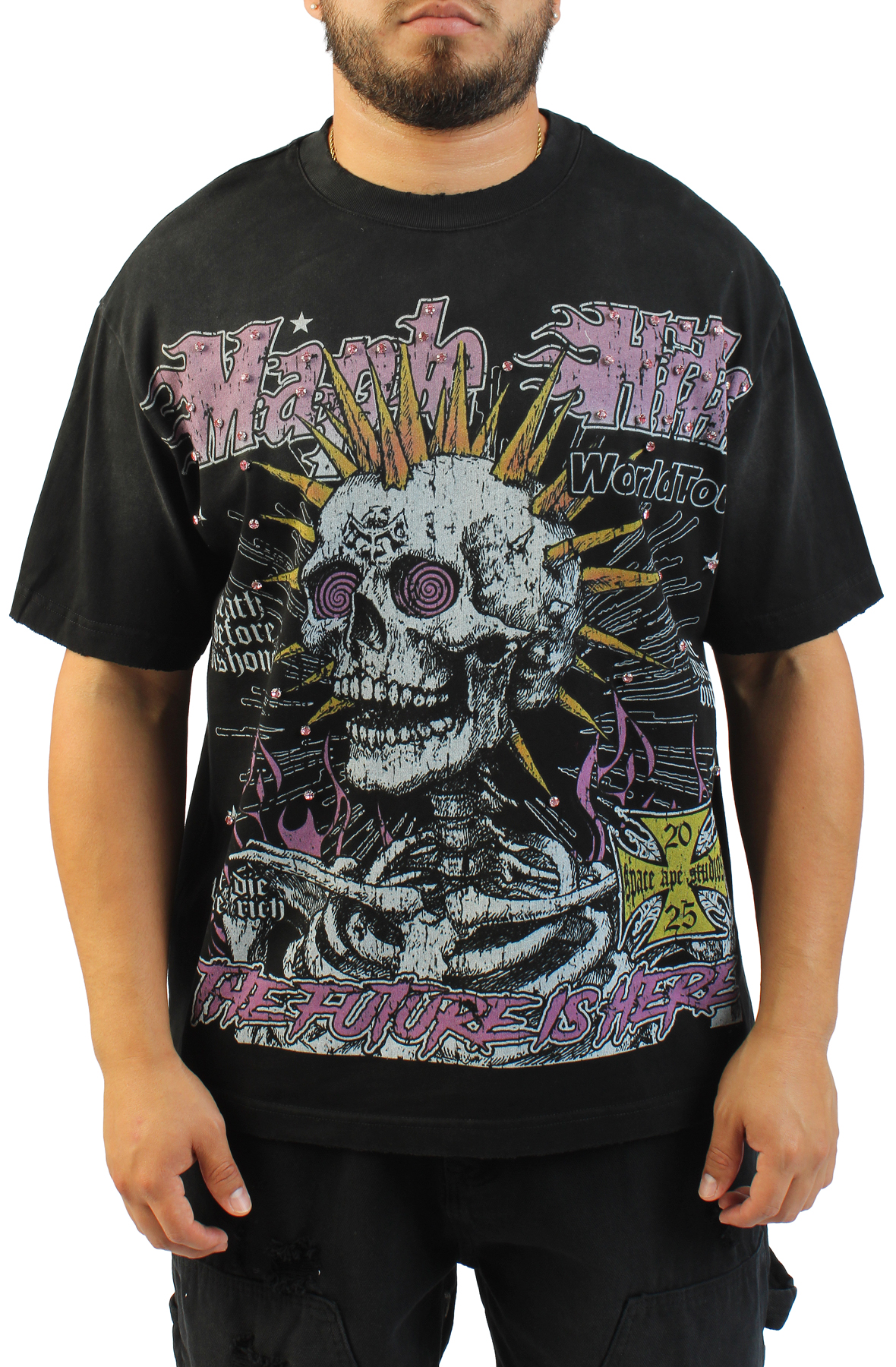 AKS Skull Spike T-Shirt SAJAN26TS_01 - Shiekh
