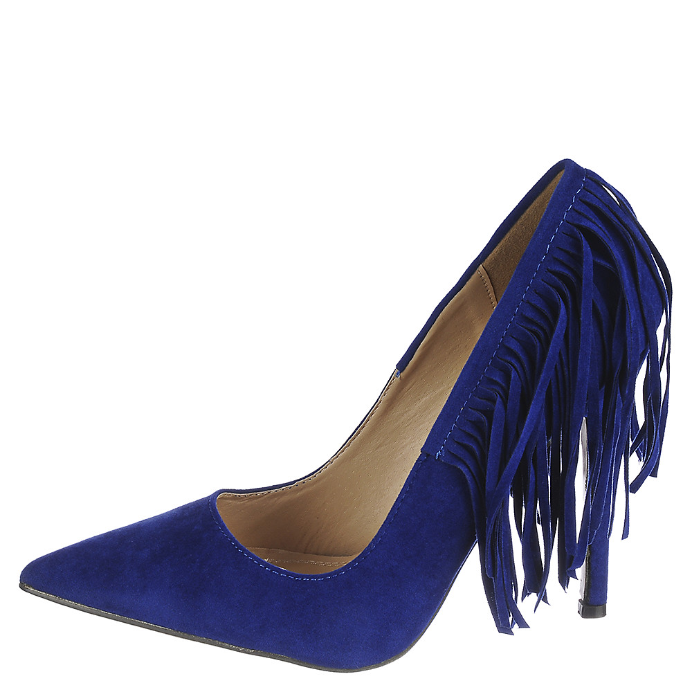 royal blue fringe heels
