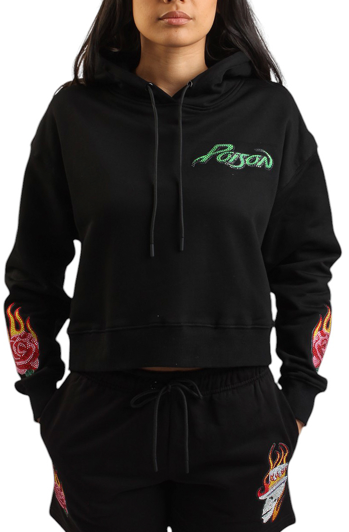 MAXIMA POISON CROPPED HOODIE P3C0011-BLK - Shiekh