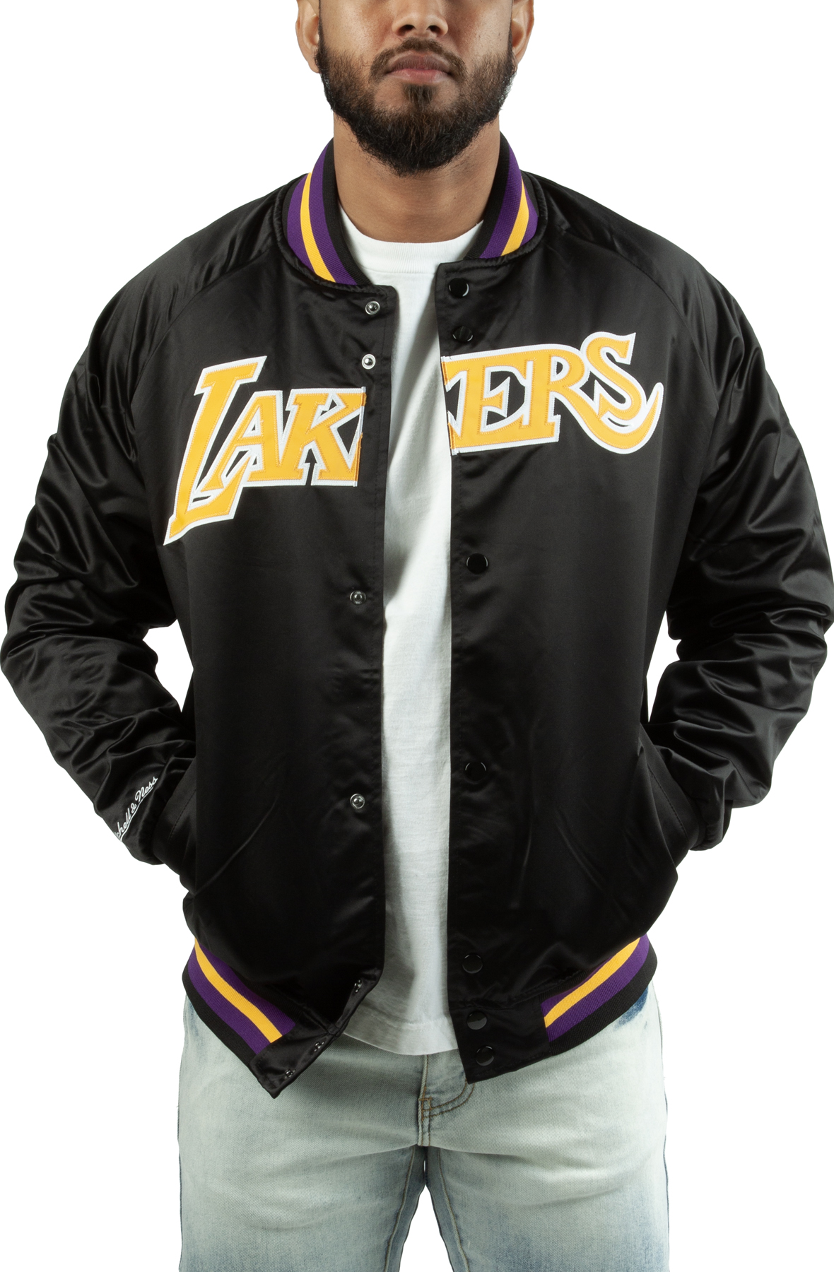 Mitchell & Ness Flight Satin Bomber Jacket Los Angeles Lakers