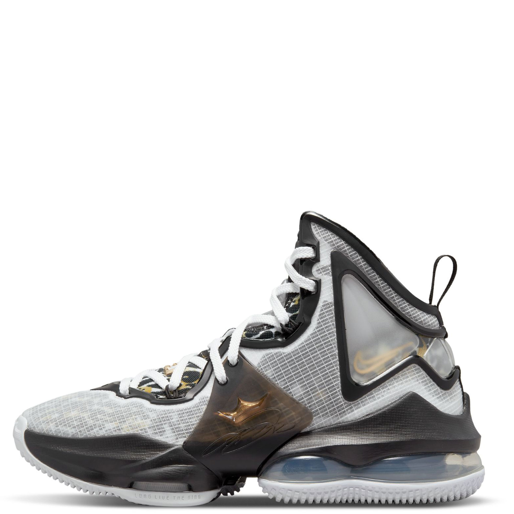 black gold and white lebrons