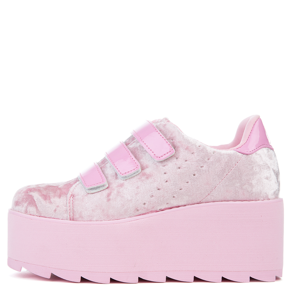 Hook And Loop Flatform Trainers, PINK