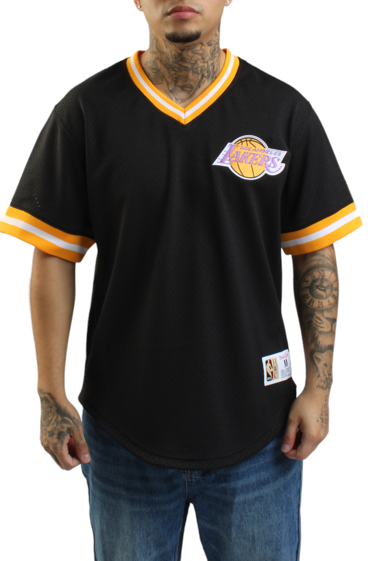 LOS ANGELES LAKERS V-NECK JERSEY TMVN6625-LALYYPPPBLCK