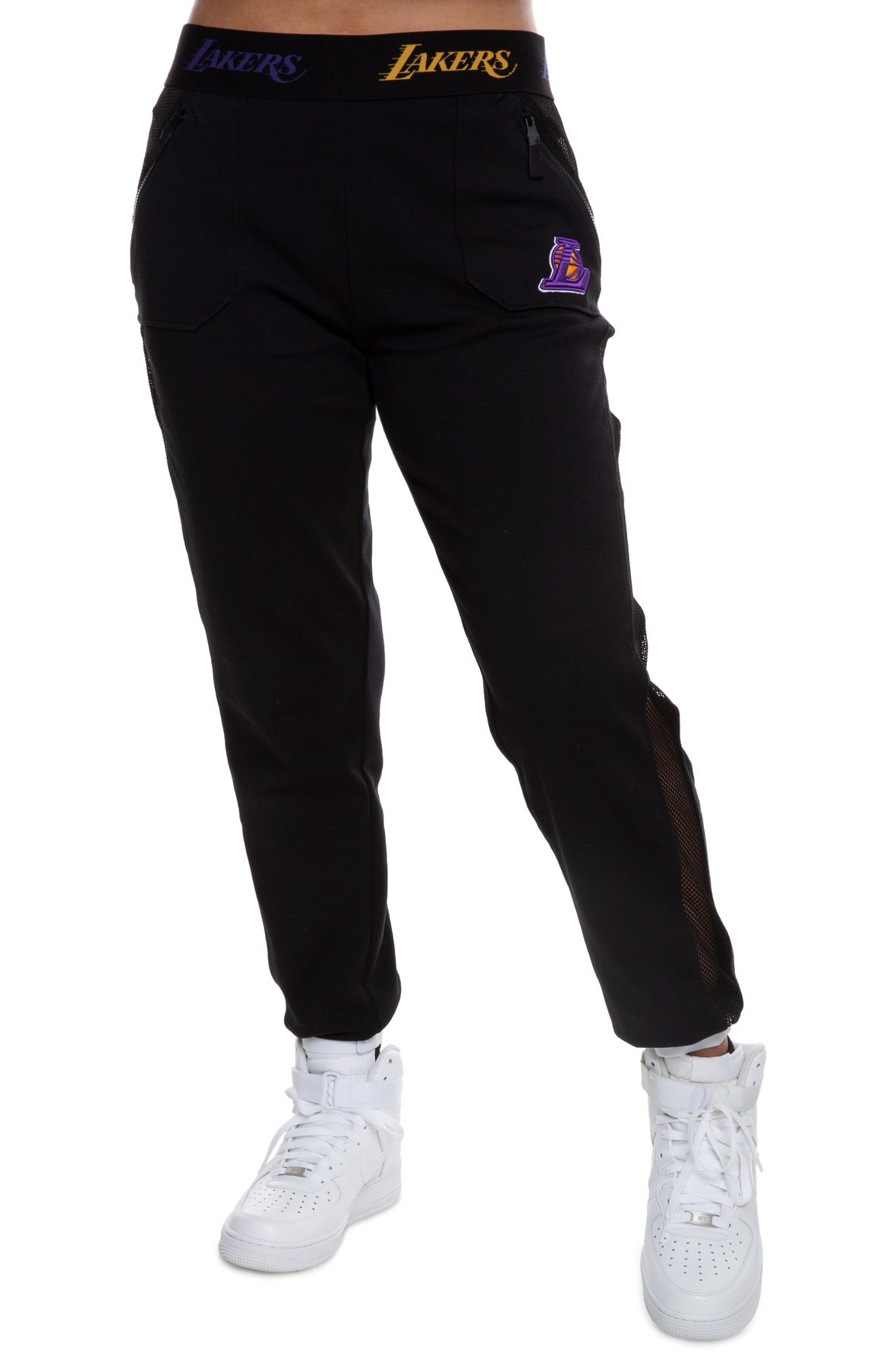 black mesh joggers