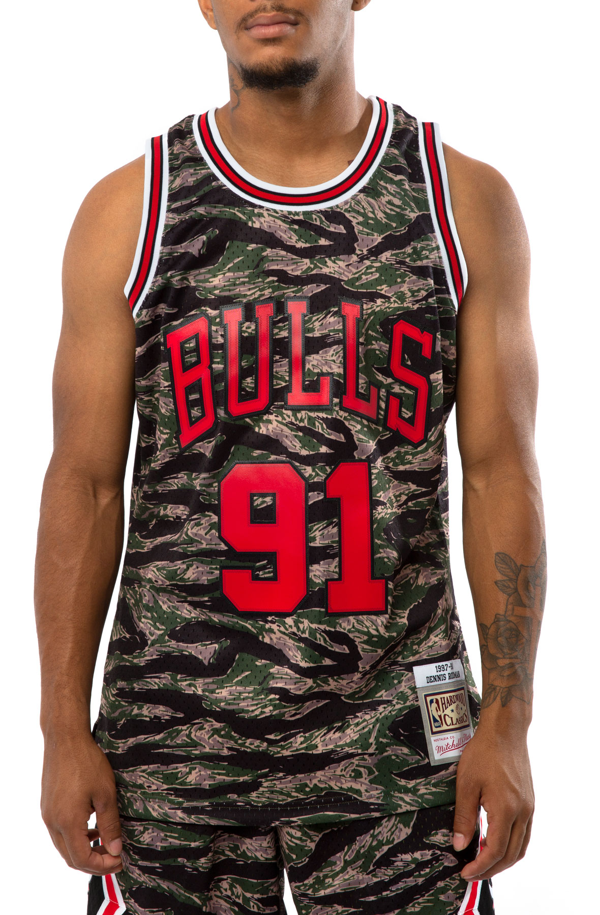 Mitchell & Ness Dennis Rodman 1997 Chicago Bulls Camo Jersey Tank Top in Assorted, Men's at Urban Outfitters
