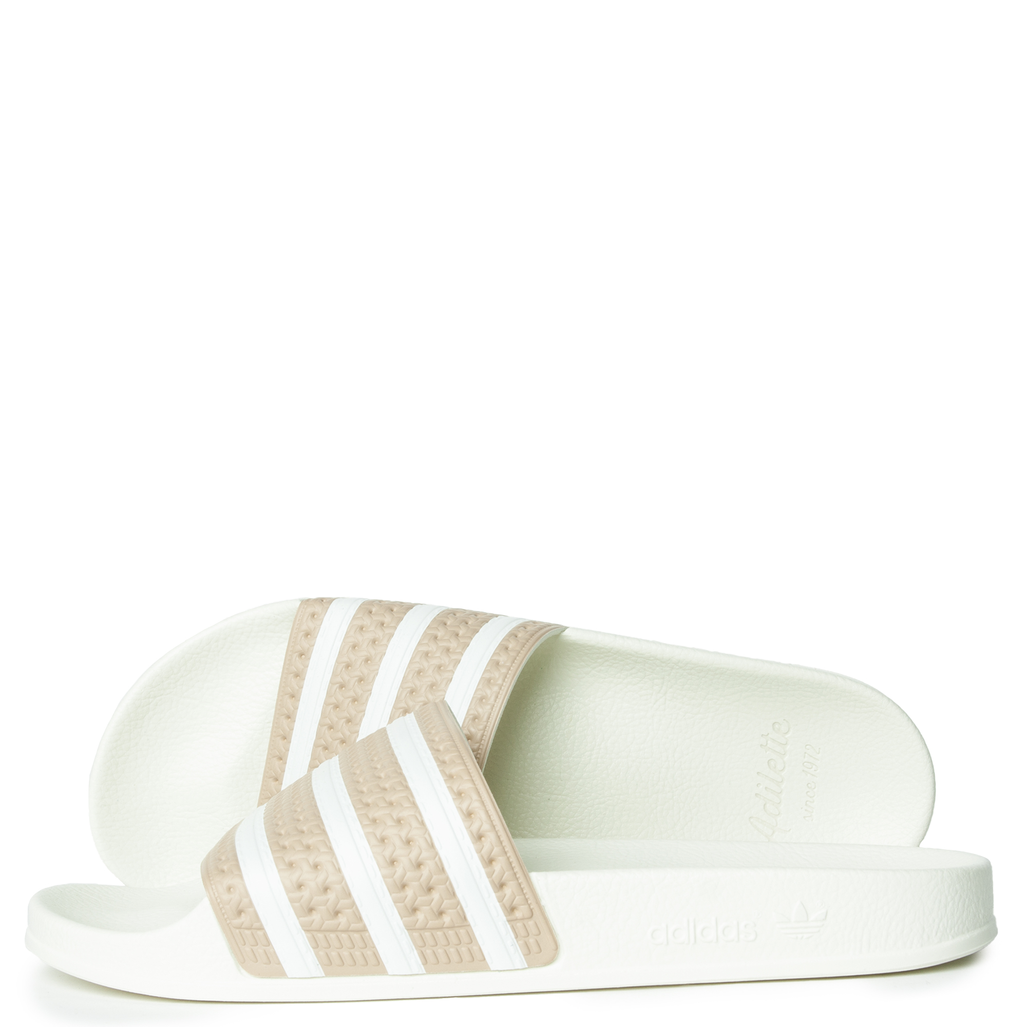 White and cheap gold adidas slides