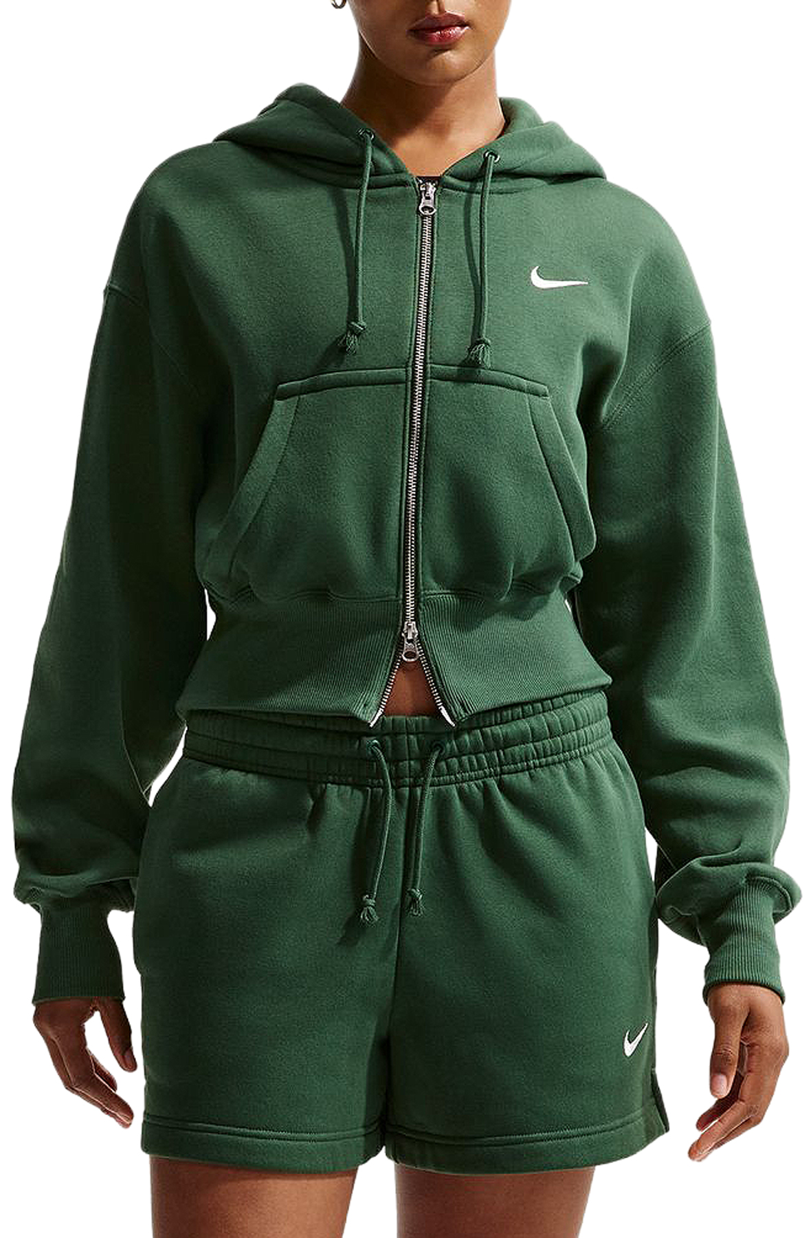 NIKE Sportswear Phoenix Fleece Loose Full-Zip Cropped Hoodie