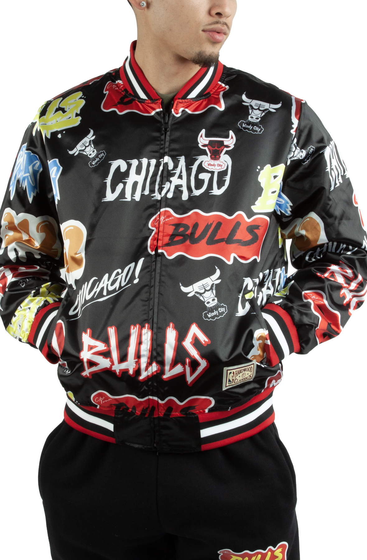 Mitchell & Ness Chicago Cubs Tough Season Satin Jacket 2XT Black/White/Multi