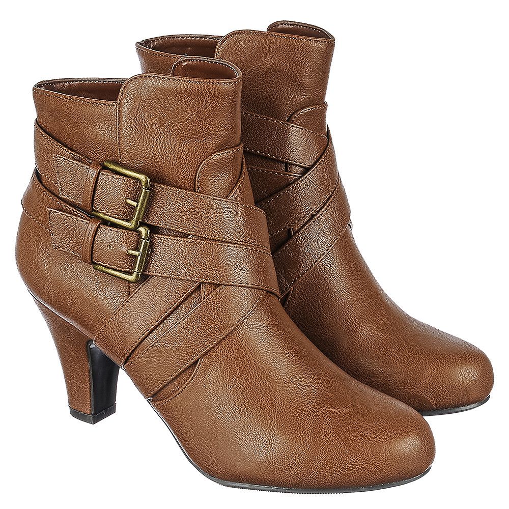 Women's Low Heel Leather Boot SemiS Cognac