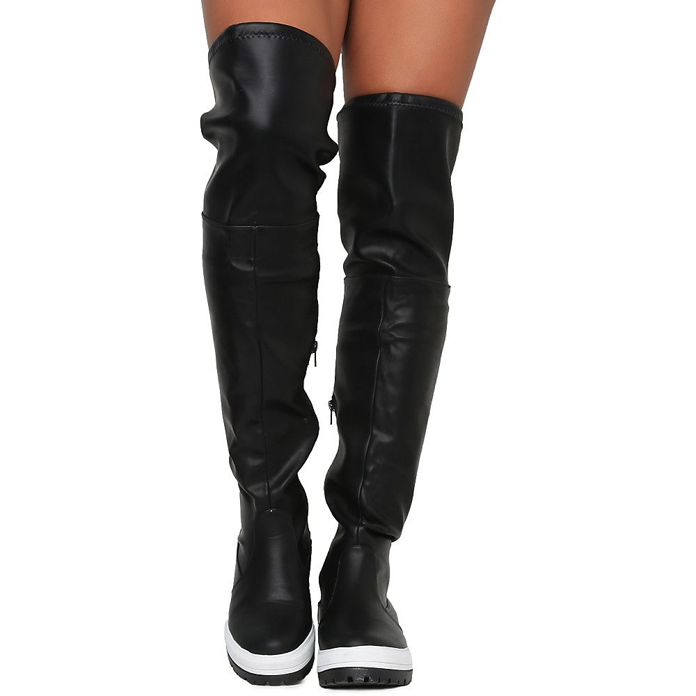 Women S Wiz 5s Thigh High Flat Boot Black