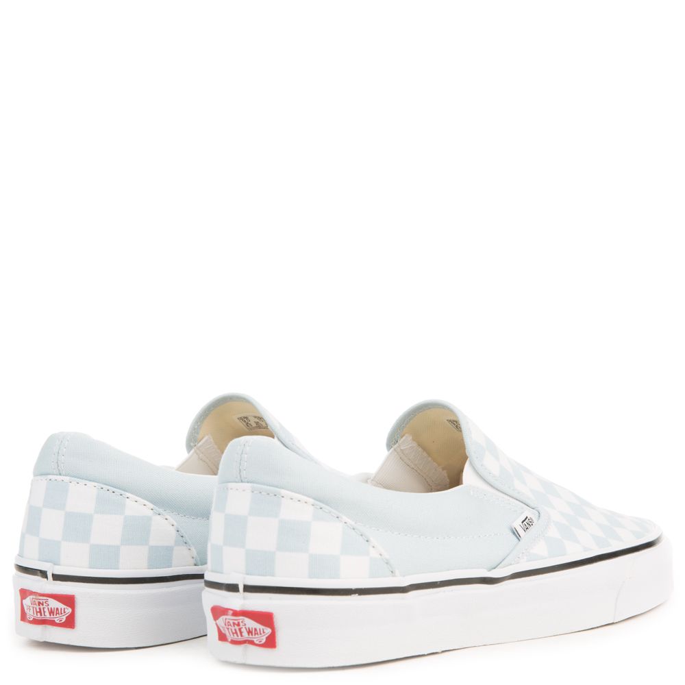 Women S Vans Classic Slip On Checkerboard Baby Blue True White