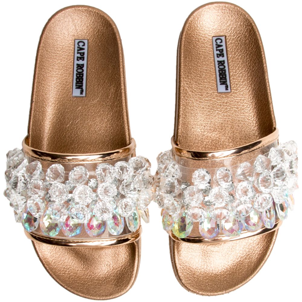 rose gold slides for women