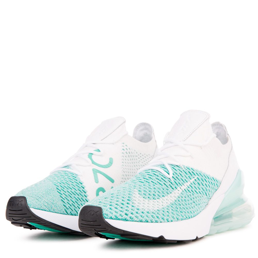 women 39 s nike air max 270 flyknit igloo white clear emerald nike 3c size chart