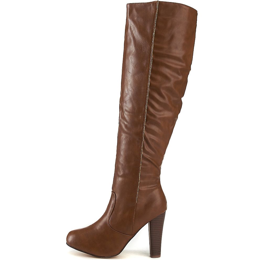 Women's Knee-High Leather High Heel Boot Apollo-4 Cognac