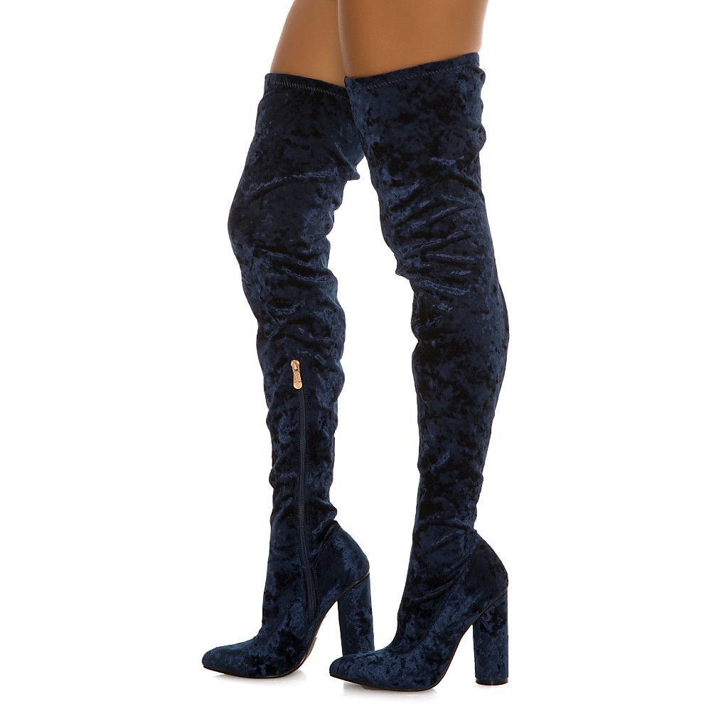 thigh high royal blue boots