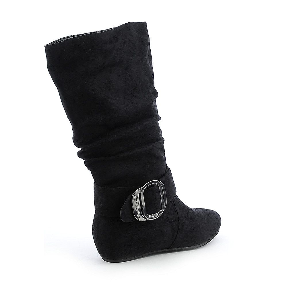 mid calf black boots womens
